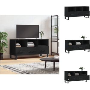 vidaXL Tv-meubel - Trendy en praktisch - Televisiekast - Afmetingen- 102 x 36 x 50 cm - Kleur- Zwart - Materiaal- Bewerkt hout en ijzer - Kast
