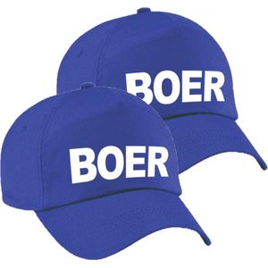 2x stuks boer verkleed pet blauw voor heren - boeren baseball cap - carnaval verkleedaccessoire voor kostuum
