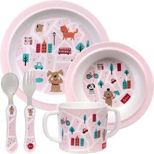 SIGIKID melamine set kinderservies meisjes cadeauset aanbevolen vanaf de geboorte roze