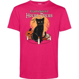 T-shirt Hocus Pocus met kat | Halloween Kostuum Volwassenen | Horror Shirt | Gothic Shirt | Fuchsia | maat M