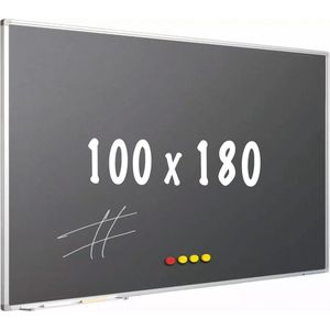 Krijtbord PRO - Magnetisch - Schoolbord - Eenvoudige montage - Geëmailleerd staal - Grijs - 100x180cm