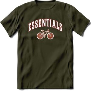 Bike EssentialsT-Shirt | Souvenirs Holland Kleding | Dames / Heren / Unisex Koningsdag shirt | Grappig Nederland Fiets Land Cadeau | - Leger Groen - S