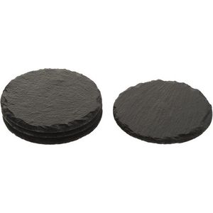 Glazenonderzetters de luxe - 20x stuks - leisteen - rond - 10 cm