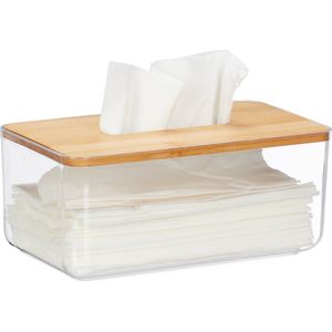 Relaxdays tissue box - transparant - tissue doos - modern - tissuehouder - rechthoek