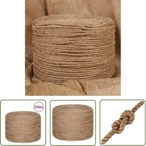 The Living Store Touw 250 m lang 6 mm dik jute - Jute Touw - Natuurlijktouw - Tuin Touw - Knutseltouw - Decoratietouw