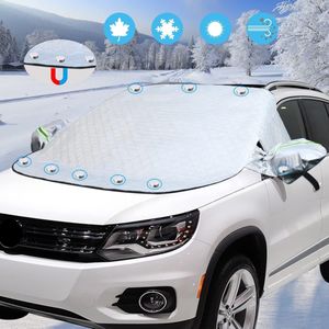Voorruitafdekking voor de auto, afdekking voorruit winter met 10 magnetische fixaties opvouwbare voorruitafdekking tegen sneeuw, ijs, vorst, stof, uv-bescherming (220 x 128 cm)