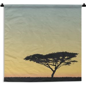 Wandkleed Afrika illustratie - Een illustratie van een boom in het Afrikaanse Tanzania Wandkleed katoen 150x150 cm - Wandtapijt met foto