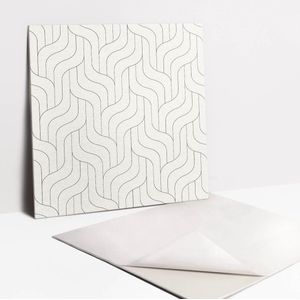 Tulup PVC Tegels - Regelmatige Lijnen Vinyl Tegels - 30 cm x 30 cm - Romig Vinyl Wandtegels - Set van 9 - Modern Plaktegels - Wand PVC Tegels - Plaktegels keuken en Badkamer