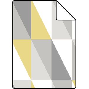 Proefstaal ESTAhome behang grafische driehoeken okergeel en grijs - 26,5 x 21 cm - 138921-S