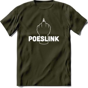 Poeslink! - Katten T-Shirt Kleding Cadeau | Dames - Heren - Unisex | Kat / Dieren shirt | Grappig Verjaardag kado | Tshirt Met Print | - Leger Groen - M