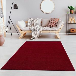Woonkamertapijt, effen tapijt voor kinderkamer, slaapkamer, studeerkamer, kantoor, hal en keuken, laagpolig tapijt, rood, afmeting: 120 x 170 cm