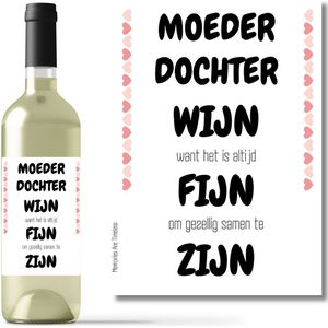 Wijnetiket ""Moeder Dochter Wijn"" – Vrolijk Wijnlabel voor Speciale Momenten – Cadeau Moederdag Dochter