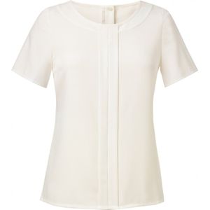 Blouse Dames 36 EU (8 UK) Brook Taverner Ronde hals Korte mouw White 94% Polyester, 6% Elasthan