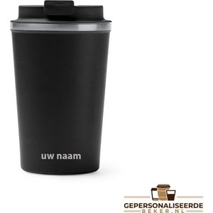 RVS Koffie To Go beker - Thermosbeker - Zwart - 450 ml - Theebeker - Lekvrij * GRATIS Personalisatie mogelijk *