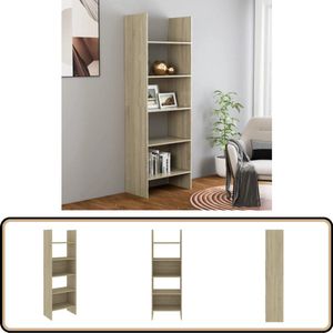 vidaXL Boekenkast - 60x35x180 cm - Sonoma eiken Bibliotheek - Boekenkast - Opbergkast - Houten Meubilair - Design Bibliotheek