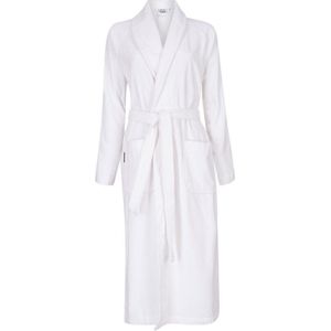 Unisex badjas wit - velours katoen - witte badjas sjaalkraag - maat 3XL