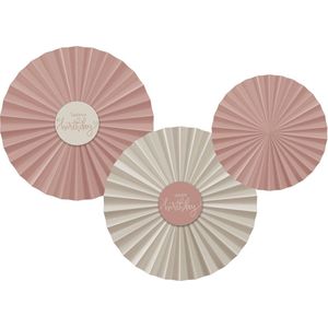 Folat - Deco Waaiers Crème Rose (3 stuks)