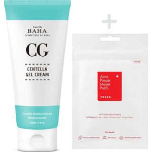 COSRX Acne Pimple Master + Cos de BAHA Centella Cream - Soothing Calming Cream for Face/Neck - Cica Facial Gel Cream Lightweight Hydrate Boost Smooth, Daily Face Moisturizer, Silicone-Free - Acne Prone Skin