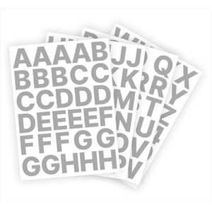 Letter stickers / Plakletters - Stickervellen Set - Metallic Zilver - 4cm hoog - Geschikt voor binnen en buiten - Standaard lettertype - Mat