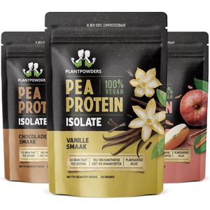 Plantpowders - Plantaardige Eiwitshake - Proteïne Poeder - Eiwitpoeder - Vegan Proteïne Shake - Vanille / Chocolade / Appel-Kaneel - 3 x 1000 gram (99 shakes) - Vrienden Voordeelbundel