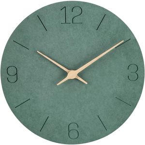 Warminn MDF Houten Wandklok, Stille Moderne 30cm Kwarts Grote Batterijgevoede Wandklok, Gemakkelijk Af te Lezen voor Kamer, Huis, Keuken, Slaapkamer, Kantoor, School (Groen - Skelet)