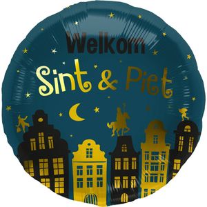 Folat - Folieballon huizen Welkom Sint & Piet - 45 cm