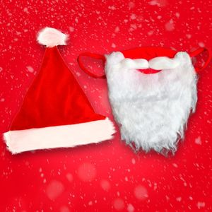Kerstman muts & kerstman baard - Kerstmuts & baard - eenvoudig bevestiging aan oren