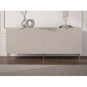 Buffetkast met 4 deurtjes van mdf en staal - Beige en goudkleurig - YESINIA L 190 cm x H 80 cm x D 45 cm