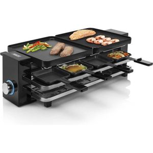 Princess Gourmetstel 162925 - Raclette Piano Black 8 personen - Regelbare thermostaat - 1200W - Parking deck voor gebruikte pannetjes – 8 pannetjes - 2 meter snoer