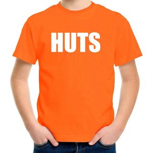 HUTS tekst t-shirt oranje kids - kids shirt HUTS 134/140