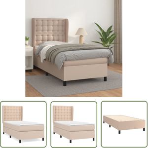 The Living Store Boxspring met matras kunstleer cappuccinokleurig 100x200 cm - Boxspringbed - Kapstok - Bed Frame - Bruine Bed - Lederlook Bed