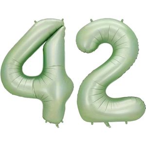 Cijfer Ballonnen Ballon Cijfer 42 Verjaardag Versiering Feest Helium Ballonnen Cijferballon Folieballon Groen Xl Formaat