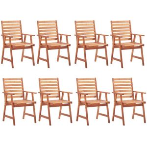 vidaXL Tuinstoelen 8 stuks - Massief Acaciahout - Inclusief Kussens Tuinstoelen - Acacia Hout - Tuinset - Eetkamerstoelen - Buitentoogn