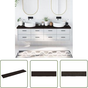 The Living Store Wastafelblad 200x40x(2-6) cm behandeld massief hout donkerbruin - Wastafelblad - Eikenhouten Wastafelblad - Keukenblad - Salontafelblad - Bureaublad