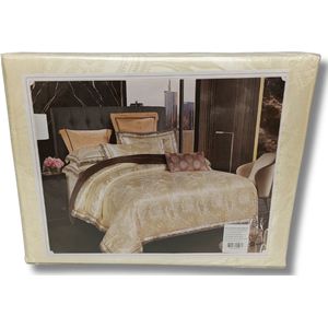 4PCS Dekbedovertrek Set - Embossed Champagne Gold - 240x220 cm + 2 kussenslopen + 1 hoeslaken