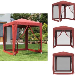 vidaXL Partytent - Partytenten - Tuinhuisje - Paviljoen - Partytent met 4 mesh zijwanden 2x2 m HDPE rood