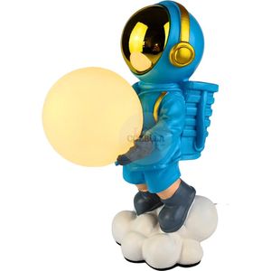 Cozella® | Astronaut Lamp USB - Bureaulamp - Tafellamp - Nachtlamp - Decoratieve Lamp - Nachtlampje - Leeslamp - Blauw - Groot