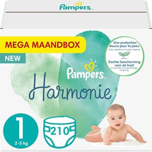 Pampers - Harmonie / Pure - Maat 1 - Mega Maandbox - 210 luiers