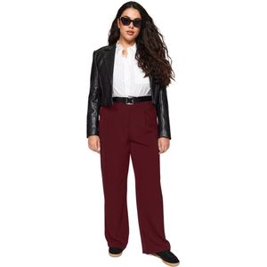 Trendyol Marineblauwe Geplooide Geweven Broek Met Hoge Taille Tbbss22Pl0448