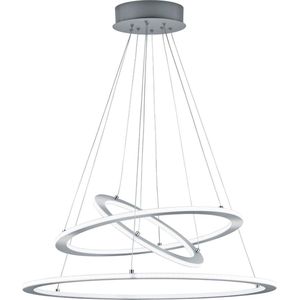 LED Hanglamp - Trion Duban - 75W - Warm Wit 3000K - Dimbaar - Rond - Mat Nikkel - Aluminium