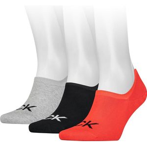 Calvin Klein Footie High Cut Logo (3-pack) - heren onzichtbare sokken - rood dessin - Maat: One size