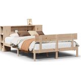 vidaXL - Bed - met - boekenkast - zonder - matras - massief - grenenhout - 140x200 - cm