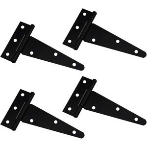 4 inch zwarte T-scharnieren voor het ophangen van kastdeuren en houten schuurdeuren - set van 4