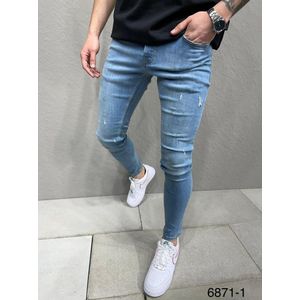 Mannen Stretchy Ripped Skinny Jeans Hole Slim Fit Denim Hoge Kwaliteit Jeans - W31