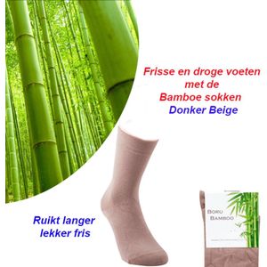 Origineel Bamboe sokken-6 Paar | Maat 35-38 | Donker beige