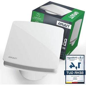 Badkamerventilator 100 mm - geluidsarm - 34 dB - met lichtschakelaar en naloop - voor wand-, plafond- en raammontage