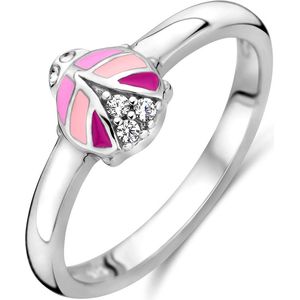 Ring Lieveheersbeestje Zirkonia Zilver Gerhodineerd