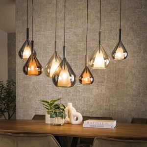 LifestyleFurn Hanglamp Cristine - Glas - 4+3-lamps