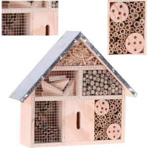insectenhotel / Design insectenhotel met natuurlijke materiaal - Voor bijen, lieveheersbeestjes en vlinders - Om op te hangen ,29,5 x 8,8 x 28 cm