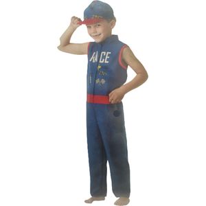 Verkleedset Race Coureur - Blauw / Rood - Polyester - Maat 104 Kids - Verkleden - Verkleedset formule 1 - carnaval